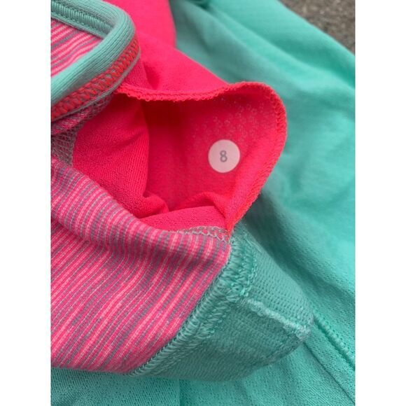 LULULEMON NO LIMITS green neon pink SPORT BRA layered TANK TOP sz 8 - Picture 7 of 7